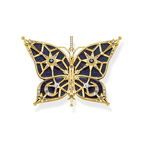 Thomas Sabo Sabo Anhänger Schmetterling Stern und Mond aus 925 Sterlingsilber 750er Gelbgold-Vergoldung, Maße: 3,6cm x 5,6cm, PE925-963-7 von THOMAS SABO