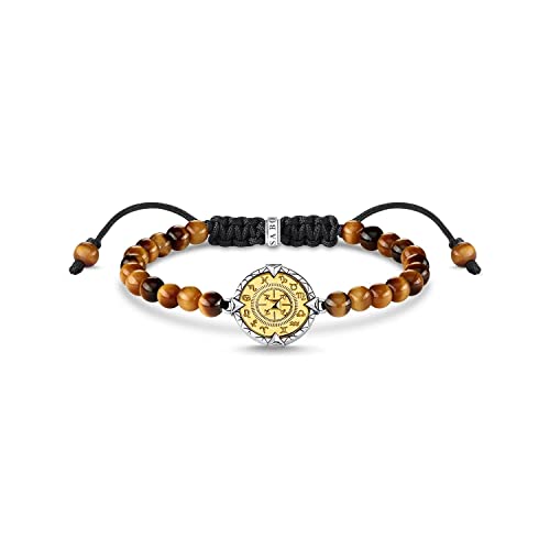 Thomas Sabo Herren Armband Elements of Nature Tigerauge gold, aus Tigerauge Perlen, geschwärzten 925er Sterlingsilber mit 750er Gelbgold-Vergoldung, Länge: 15-22 cm, A2009-966-2-L22V von THOMAS SABO