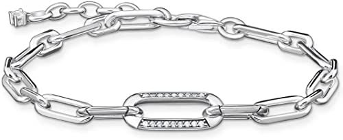 Thomas Sabo Damen Armband Glieder Silber, 925er Sterlingsilber, mit weißen Zirkonia-Steinen, Länge: 16-19 cm, A2032-643-14-L19V von THOMAS SABO