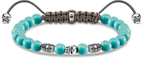 Thomas Sabo Herren Armband Totenkopf türkis, aus polierten imitierten Türkis Perlen, geschwärzten 925er Sterlingsilber Elementen, Länge: 15-22cm, A1945-504-17-L22V Thomas Sabo Herren Armband Totenkopf türkis, aus polierten imitierten Türkis Perlen, geschwärzten 925er Sterlingsilber Elementen, Länge: 15-22cm, A1945-504-17-L22V von THOMAS SABO