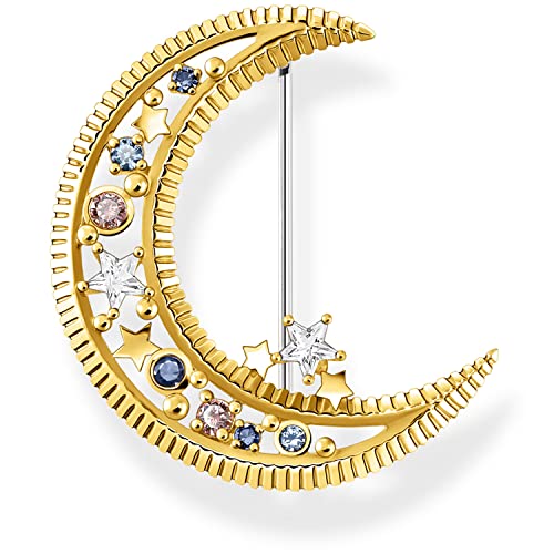 Thomas Sabo Damen Brosche Halbmond, mit verschiedenen Zirkoniasteinen und sythetischem Spinell, 925er Sterlingsilber mit Gelbgoldveredelung, Maße: 33 x 9 mm, X0283-959-7 Thomas Sabo Damen Brosche Halbmond, mit verschiedenen Zirkoniasteinen und sythetischem Spinell, 925er Sterlingsilber mit Gelbgoldveredelung, Maße: 33 x 9 mm, X0283-959-7 von THOMAS SABO