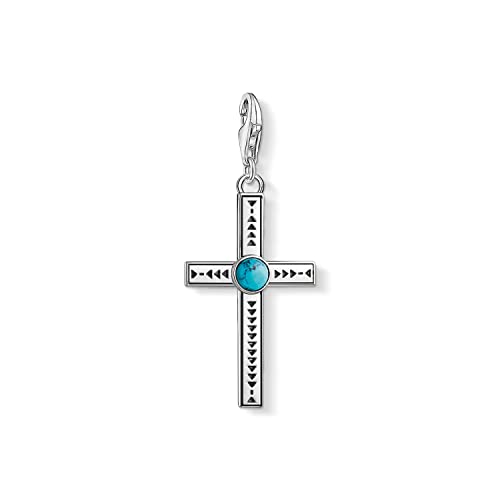 THOMAS SABO Damen-Charm-Anhänger Ethno Kreuz Türkis Charm Club 925 Sterling Silber 1677-878-17 von THOMAS SABO