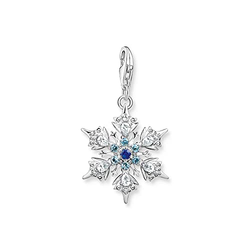 THOMAS SABO Charm-Anhänger Schneeflocke mit blauen Steinen 925 Sterlingsilber 1902-945-7 von THOMAS SABO