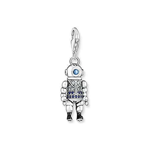 Thomas Sabo Charm-Anhänger Taucher mit Schmucksteinen aus Sterling-Silber in der Farbe Silber-Blau, Maße: 9,8mm, 30,5mm, 1896-644-7 von THOMAS SABO