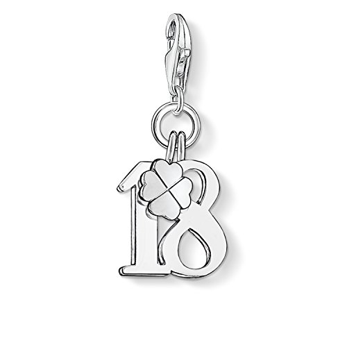 Thomas Sabo Damen Charm-Anhänger Nummer 18 Kleeblatt Charm Club 925 Sterling Silber 0473-001-12 von THOMAS SABO