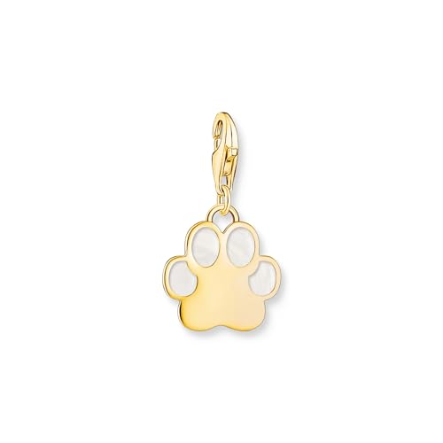 Thomas Sabo Charm Club Original Charm-Anhänger Hundepfote mit weißer Kaltemaille Recyceltes 925 Silber 18k Vergoldung Kaltemail 2014-427-39 von THOMAS SABO