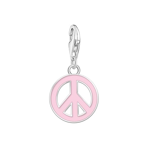 Thomas Sabo Charm Club Original Charm-Anhänger Peace-Zeichen in Pink Recyceltes 925 Silber Kaltemail 2207-007-9 von THOMAS SABO