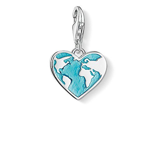 Thomas Sabo Damen Charm-Anhänger Herz Welt Charm Club 925 Sterling Silber 1429-007-17 von THOMAS SABO