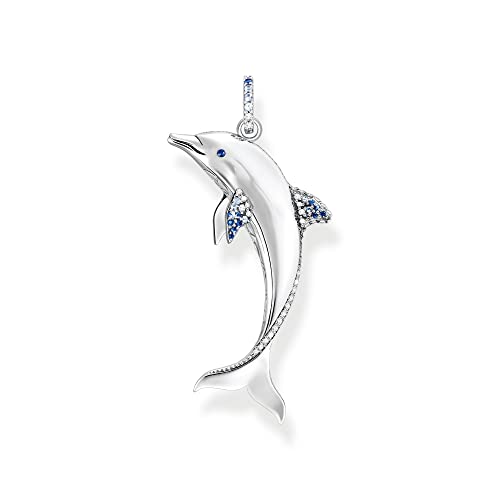 Thomas Sabo Damen Ketten Anhänger Delfin, mit mehreren Zirkoniasteinen, 925er Sterlingsilber geschwärzt, Maße: 44 x 10 mm, PE932-644-1 von THOMAS SABO