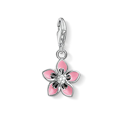 Thomas Sabo Damen Charm-Anhänger Rosa Blume 925 Sterling Silber 1354-041-9 von THOMAS SABO