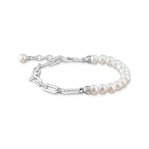 Thomas Sabo Damen Armband Glieder und Perlen Silber, 925er Sterlingsilber, mit weißen Süßwasserzuchtperlen, Länge: 16-19 cm, A2031-167-14-L19V von THOMAS SABO