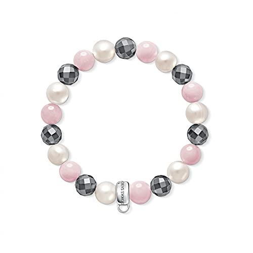 Thomas Sabo Damen Charm-Armband Süßwasserzuchtperle Rosenquarz Hämatit Charm Club 925 Sterling Silber X0188-581-7 von THOMAS SABO