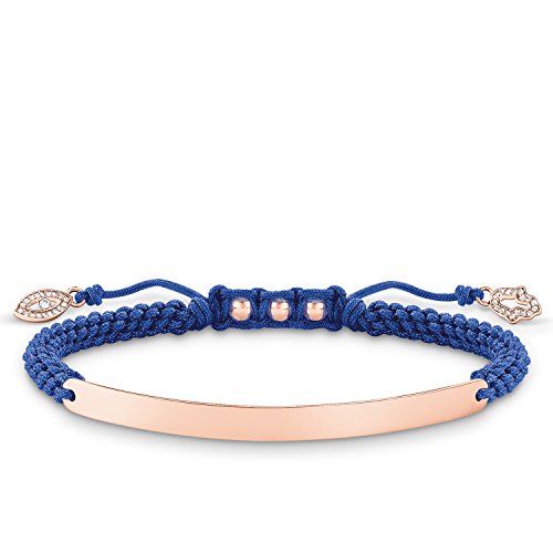 Thomas Sabo Damen-Armband Love Bridge 925 Sterling Silber 750 rosegold vergoldet Nylon Zirkonia weiß blau Länge von 14.5 bis 21 cm Brücke 5 cm LBA0068-898-1-L21v von THOMAS SABO