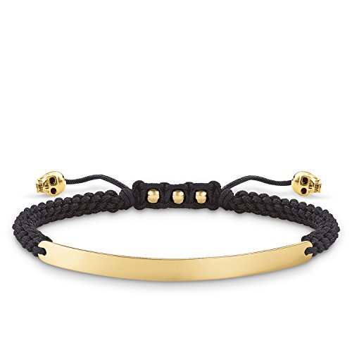 Thomas Sabo Damen-Armband Love Bridge Totenkopf 925 Sterling Silber 750 gelbgold vergoldet Nylon schwarz Länge von 14.5 bis 21 cm Brücke 5 cm LBA0050-848-11-L21v von THOMAS SABO