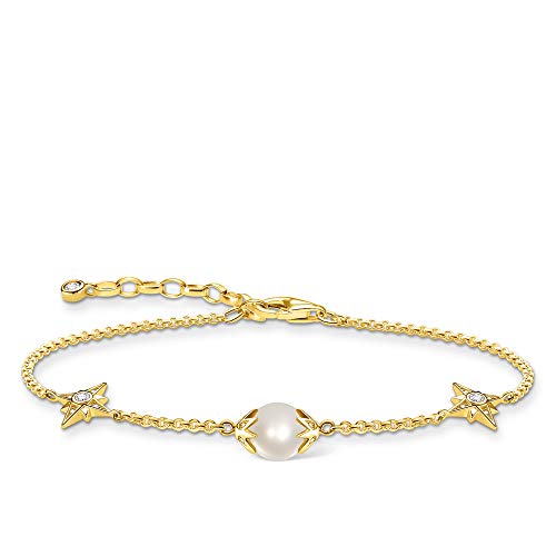 Thomas Sabo Damen Armband Perle mit Sternen Gold 925 Sterlingsilber, 750 Gelbgold Vergoldung A1978-445-14 von THOMAS SABO