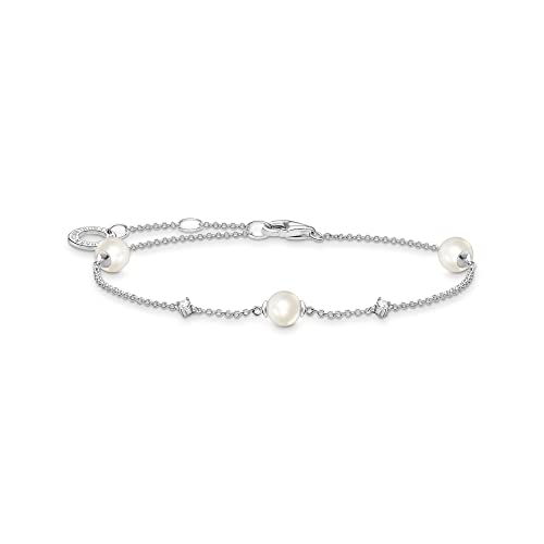 THOMAS SABO Damen Armband Perlen mit weißen Steinen 925 Sterlingsilber A2038-167-14-L19V von THOMAS SABO