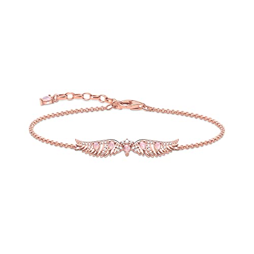 Thomas Sabo Damen Armband Phönix-Flügel mit rosa Steinen roségold, 925 Sterlingsilber mit 750er Roségold-Vergoldung, Länge: 16-19 cm, A2069-323-9-L19V von THOMAS SABO