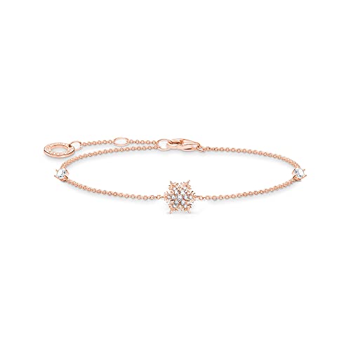 Thomas Sabo Damen Armband Schneeflocke mit weißen Steinen roségold, 925 Sterlingsilber mit 750er Roségold-Vergoldung, Länge: 16-19 cm, A2082-416-14-L19V von THOMAS SABO