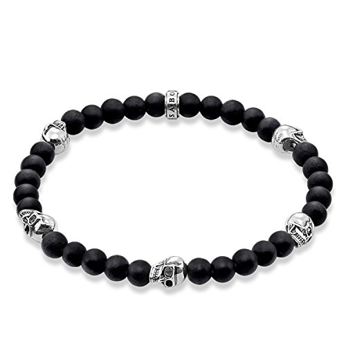 Thomas Sabo Damen-Armband Sterling Silber Rebel at heart matt-schwarze Obsidian und Mini-Skulls Breite: 0,5 cm A1097-023-11-L von THOMAS SABO