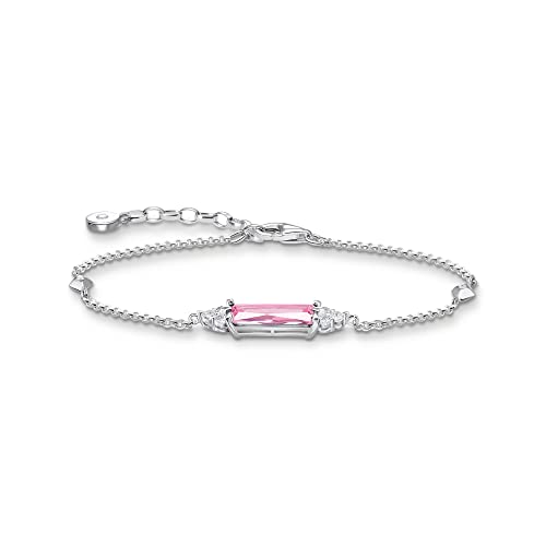 Thomas Sabo Damen Armband aus Sterling-Silber mit Zirkonia-Steinen in Weiß und Pink, Länge: 16cm-19cm, A2018-051-9-L19V von THOMAS SABO