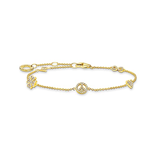 Thomas Sabo Damen Armband mit Symbolen 925er Sterlingsilber 750er Gelbgold Vergoldung mit Zirkonia, A2039-414-14-L19V von THOMAS SABO