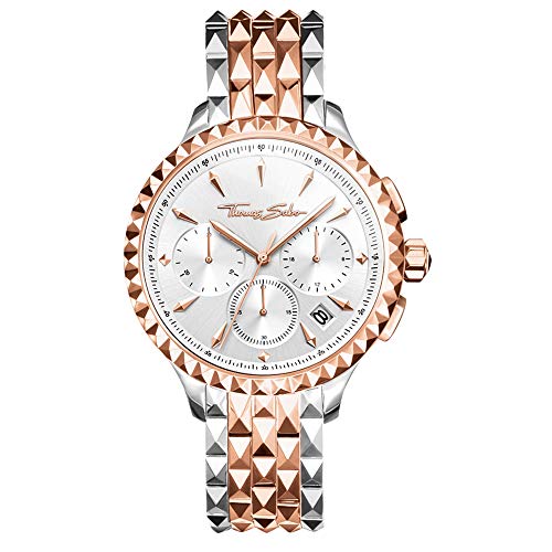 Thomas Sabo Damen Armbanduhr Rebel at Heart Roségold Silber Chronograph Quarz Edelstahl WA0347-277-201-38 MM Thomas Sabo Damen Armbanduhr Rebel at Heart Roségold Silber Chronograph Quarz Edelstahl WA0347-277-201-38 MM von THOMAS SABO