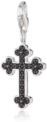 Thomas Sabo Damen-Charm Club-Anhänger Kreuz schwarz mit schwarzem Zirkonia 925er Sterlingsilber 0408-051-11 von THOMAS SABO