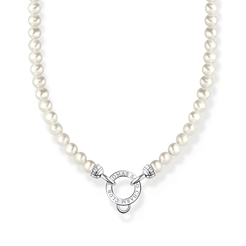 Thomas Sabo Damen Charm-Kette mit weißen Perlen Silber, aus 925er Sterlingsilber mit runden Beads aus Süßwasserzuchtperlen, Länge 45cm, KE2187-167-14-L45v von THOMAS SABO