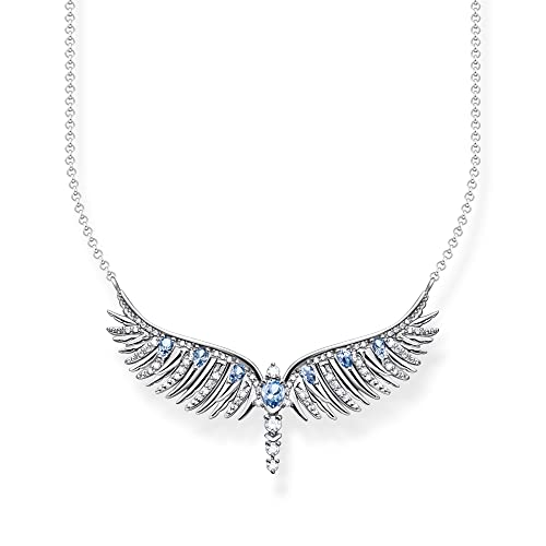 Thomas Sabo Damen Kette Phönix-Flügel mit blauen Steinen silber, aus 925er Sterlingsilber mit stilisierten Phönix-Flügeln, Länge 45cm, KE2167-644-1-L45V von THOMAS SABO