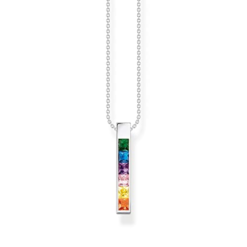 Thomas Sabo Damen Kette mit bunten Steinen Silber, aus 925er Sterlingsilber, Steinbesatz in Regenbogen-Farben, Länge 45cm, KE2113-166-7-L45V von THOMAS SABO