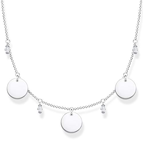 Thomas Sabo Damen Collier mit drei Coins und weißen Steinen silber 925 Sterlingsilber, 40-45 cm Länge von THOMAS SABO