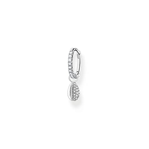 THOMAS SABO Damen Einzel Creole mit weißen Steinen und Muschel silber 925 Sterlingsilber CR697-051-14 von THOMAS SABO