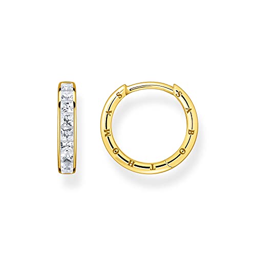 Thomas Sabo Damen Creolen in der Farbe Gold aus 925 Sterlingsilber mit 750 Gelbgold Veredelung und Zirkonia, Größe: 20x1,8mm, CR668-414-14 von THOMAS SABO