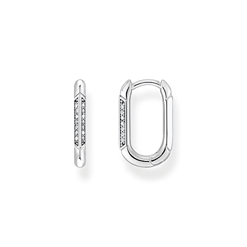 Thomas Sabo Damen Creolen in der Farbe Silber aus 925 geschwärztem Sterlingsilber mit Zirkonia, Größe: 16x10,3mm, CR675-643-14 von THOMAS SABO
