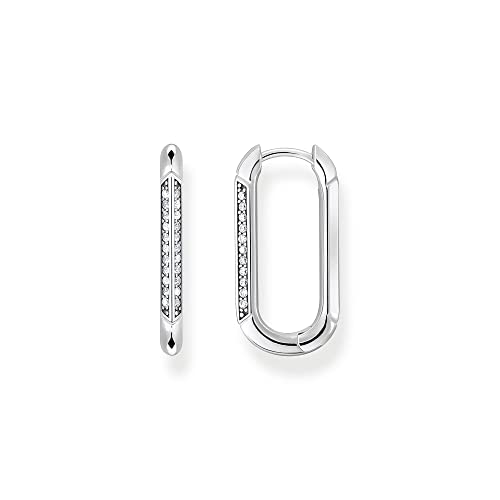 Thomas Sabo Damen Creolen in der Farbe Silber aus 925 geschwärztem Sterlingsilber mit Zirkonia, Größe: 24x12mm, CR674-643-14 von THOMAS SABO