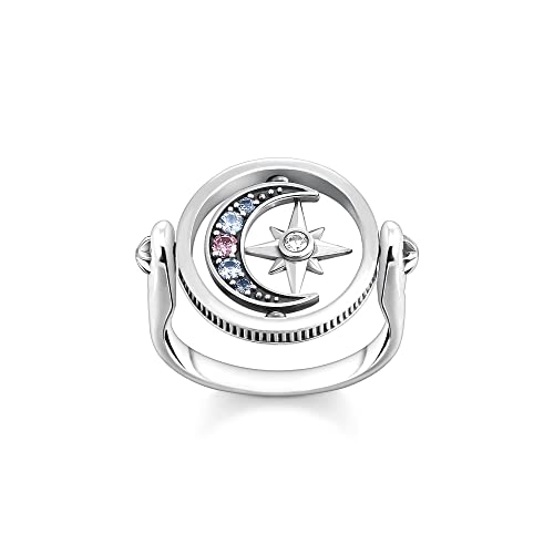 THOMAS SABO Damen Ring Royalty Stern & Mond gold 925 Sterlingsilber, 750 Gelbgold Vergoldung TR2377-959-7 von THOMAS SABO