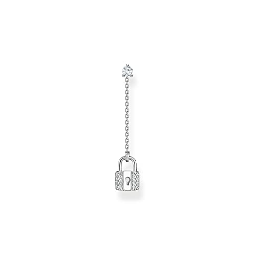 Thomas Sabo Damen Einzel Ohrring Schloss mit weißen Steinen 925 Sterlingsilber H2213-051-14 von THOMAS SABO