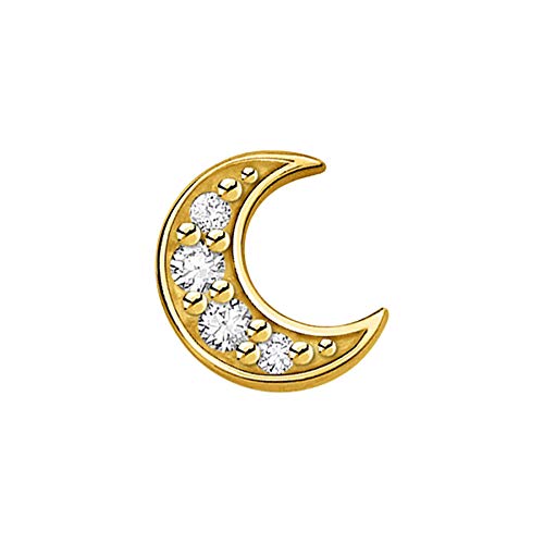 Thomas Sabo Damen Einzel Ohrstecker Mond pavé gold, 925 Sterlingsilber von THOMAS SABO