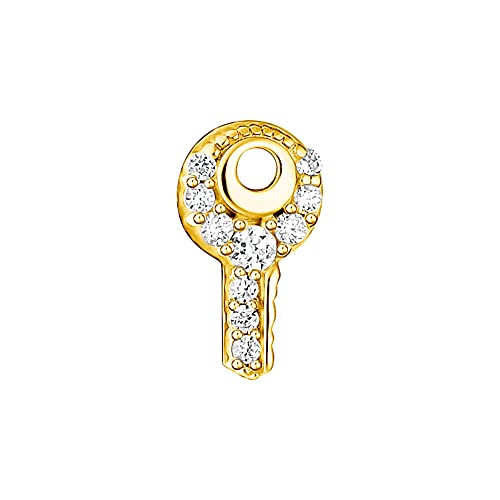 Thomas Sabo Damen Einzel Ohrstecker Gold Schlüssel mit weißen Steinen 925 Sterlingsilber H2220-414-14 von THOMAS SABO