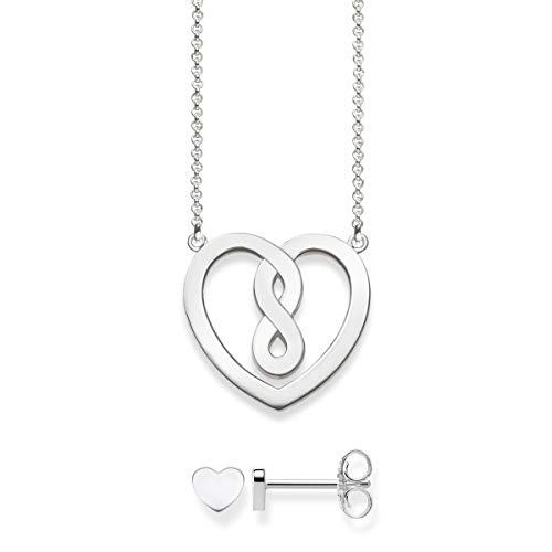 Thomas Sabo Damen Kette Herz Infinity Ohrringe Ohrstecker Herz Set 925 Sterling Silber SET0557-001-21-L42v von THOMAS SABO