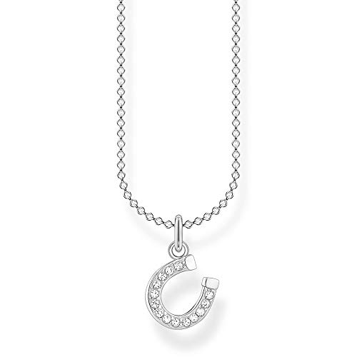 Thomas Sabo Damen Halskette Hufeisen weiße Steine 925 Sterlingsilber, 36-38 cm Länge von THOMAS SABO