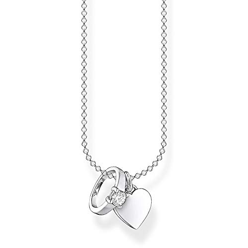 Thomas Sabo Damen Halskette Ring mit Herz 925 Sterlingsilber, 38-45 cm Länge von THOMAS SABO