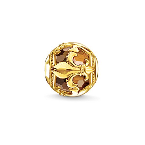 Thomas Sabo Damen Herren-Bead Lilie Karma Beads 925 Sterling Silber 750 gelbgold vergoldet Tigerauge braun K0235-887-2 von THOMAS SABO
