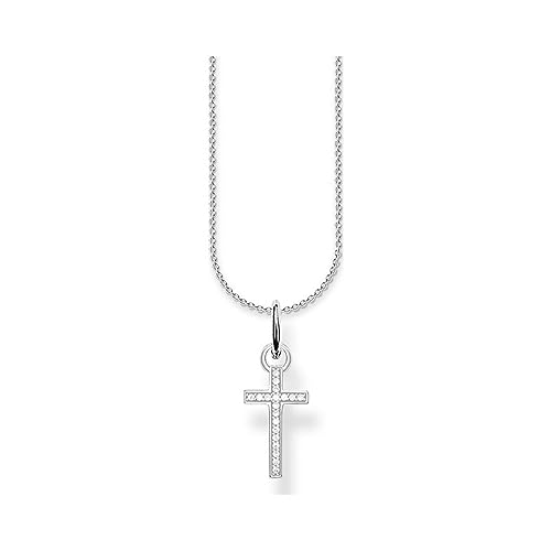 Thomas Sabo Damen Halskette mit Anhänger Kreuz 925er Sterlingsilber mit Zirkonia, Größe: ca. 38cm - 42cm, SCKE150301 von THOMAS SABO