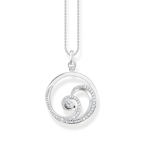 Thomas Sabo Damen Kette Welle mit weißen Steinen, aus 925 Sterlingsilber, Länge 45cm, KE2143-051-14-L45V von THOMAS SABO