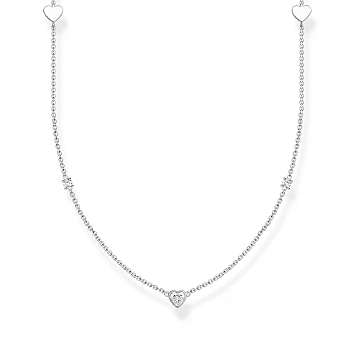 THOMAS SABO Damen Kette mit Herzen und weiße Steine Silber 925 Sterlingsilber KE2155-051-14 von THOMAS SABO