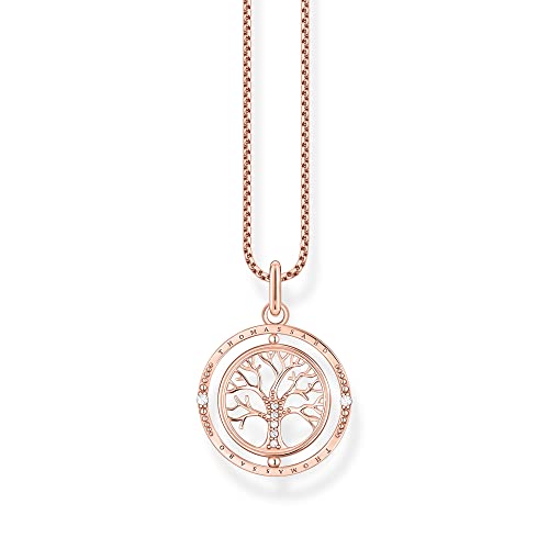 Thomas Sabo Damen Halskette mit Tree of Live-Anhänger aus 925er Sterling-Silber mit 750er Roségold Vergoldung mit Zirkonia, Länge: 40cm-45cm, KE2148-416-14-L45V von THOMAS SABO