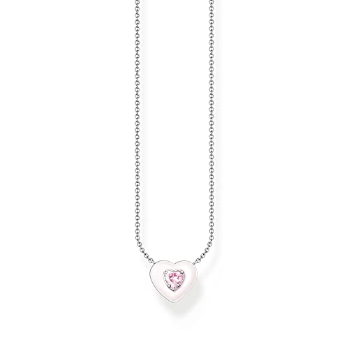 Thomas Sabo Damen Kette Herz mit pinkem Stein Silber, aus 925er Sterlingsilber mit Herz-Anhänger, Länge 45cm, KE2184-041-9-L45v von THOMAS SABO