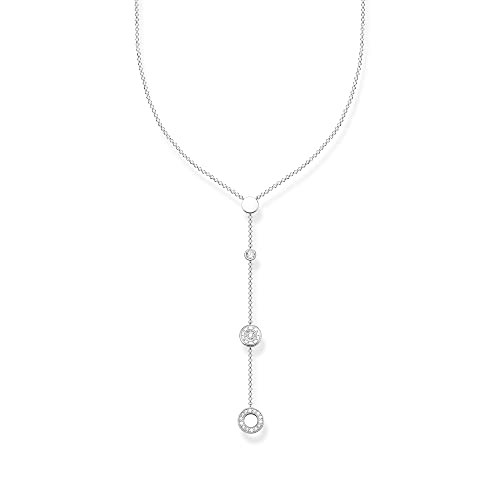 Thomas Sabo Damen Kette Kreise mit weißen Steinen Silber, aus 925er Sterlingsilber in angesagter Y-Form, Länge 45cm, KE1879-051-14-L45v von THOMAS SABO