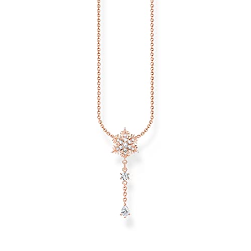 Thomas Sabo Damen Kette Schneeflocke mit weißen Steinen roségold, aus 925er Sterlingsilber mit edler 750er Roségold-Vergoldung, Länge 45cm, KE2171-416-14-L45V von THOMAS SABO